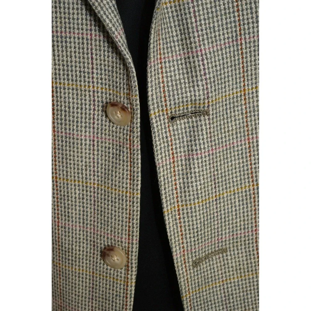 VTG Polo‎ Ralph Lauren Blazer Mens 41L Gray Windowpane Check Made USA Sport Coat